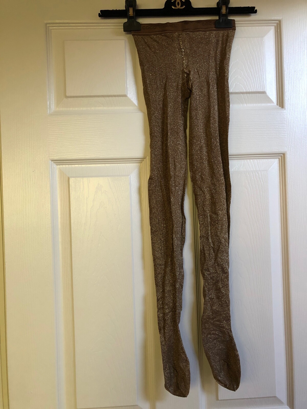 CHANEL Pre-Fall 2009 VINTAGE NEW GLITTER COCO CHANEL GOLD STOCKINGS S FR34-FR38