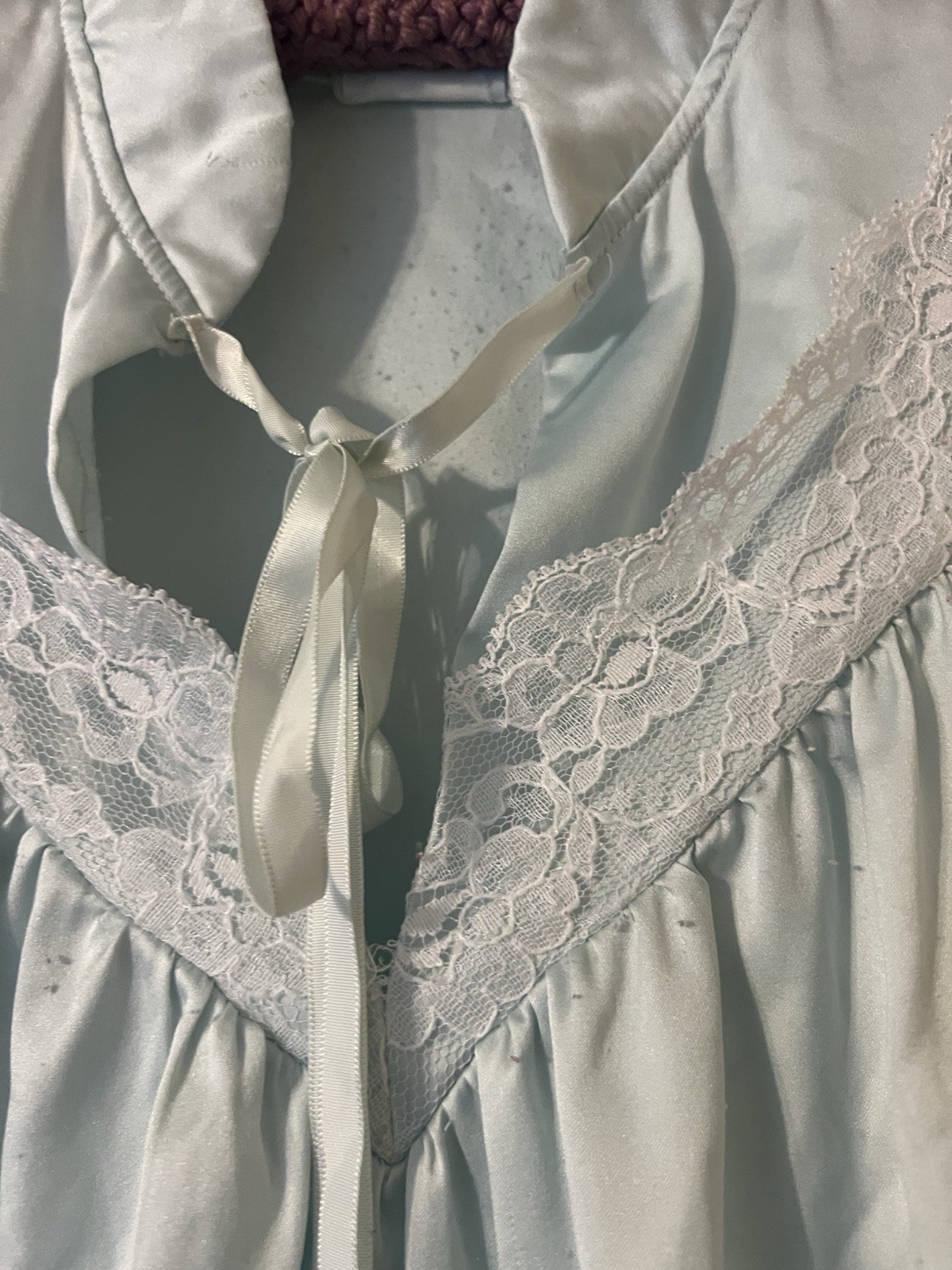 Vintage Gilligan O&rsquo;Malley Nightgown Powder Blue Lace Trim Ruffle L/S Ballet M