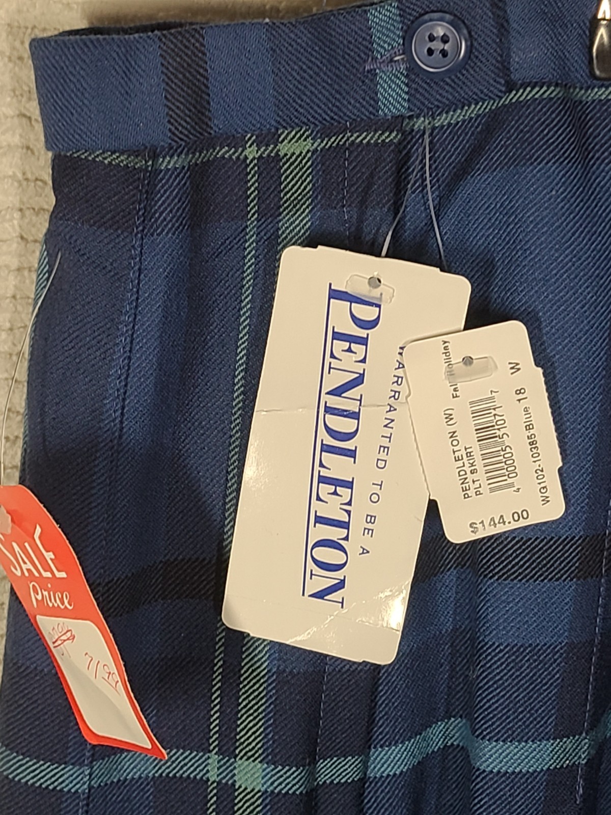 Pendleton Pleated Skirt Plus Size 18W New w Tags Blue Plaid 100% Wool Classic