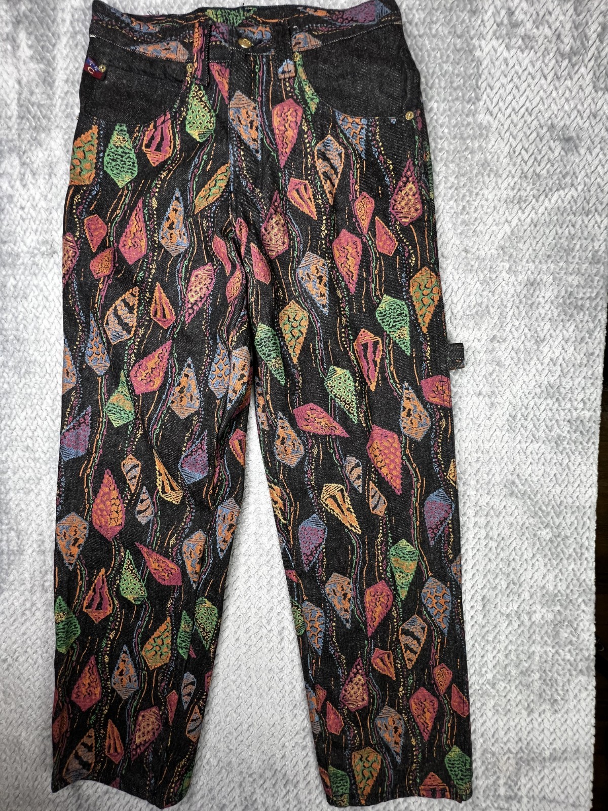 COOGI Jeans Salt Pepper Denim Novelty Print Seashells Vintage 90s Size 30