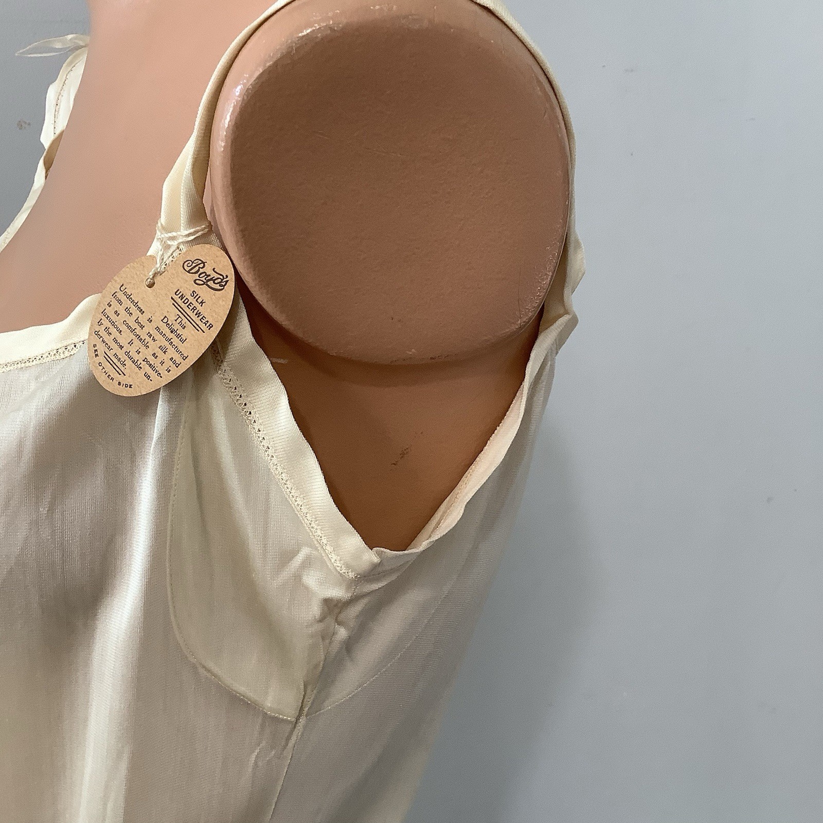 Antique 1920’s 100% Silk Tunic Style Slip or Long Camisole Mint W/ Original Tag