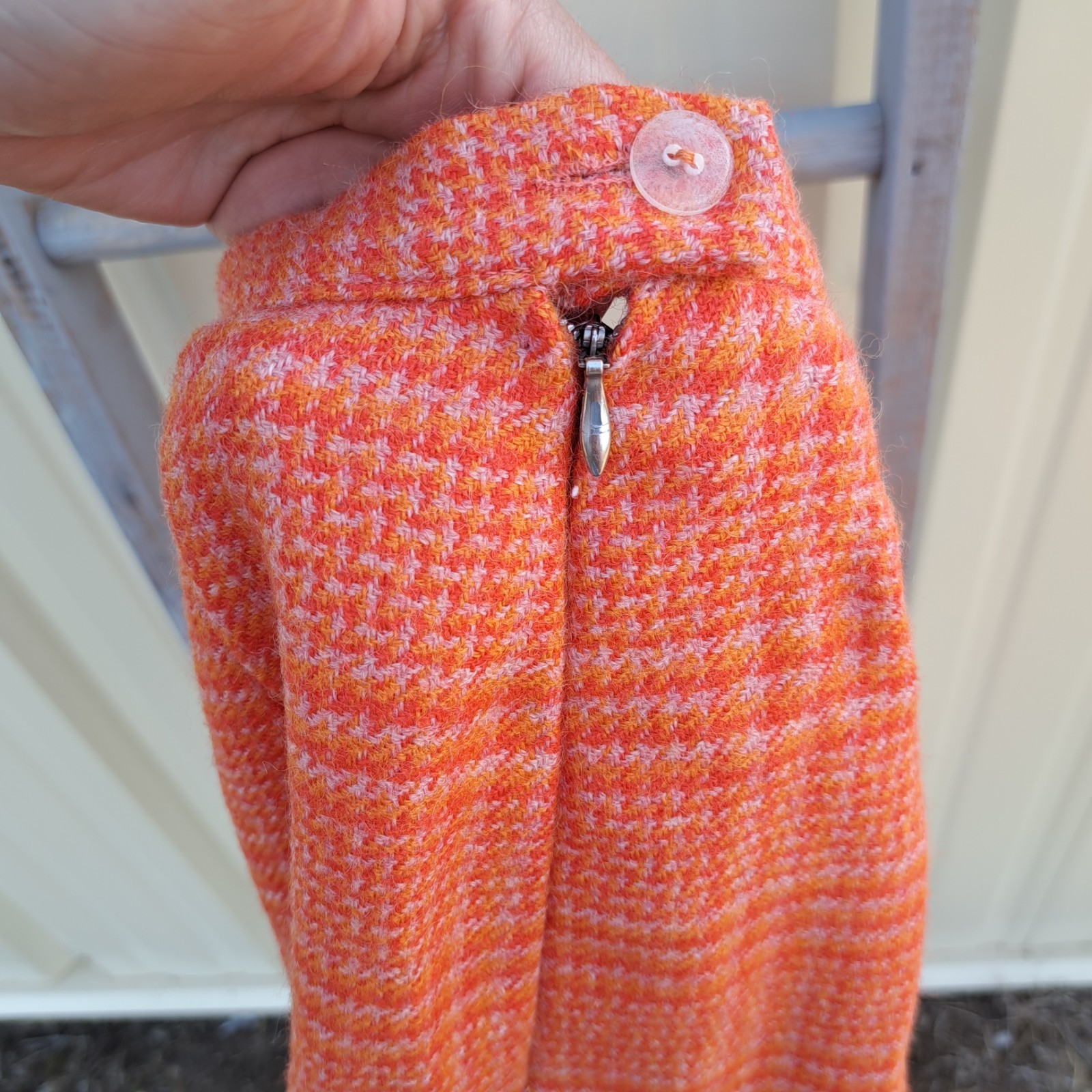Vintage Wool Pleated Orange Preppy School Girl Skirt Size 0/2 XS 1950&rsquo;s 60&rsquo;s