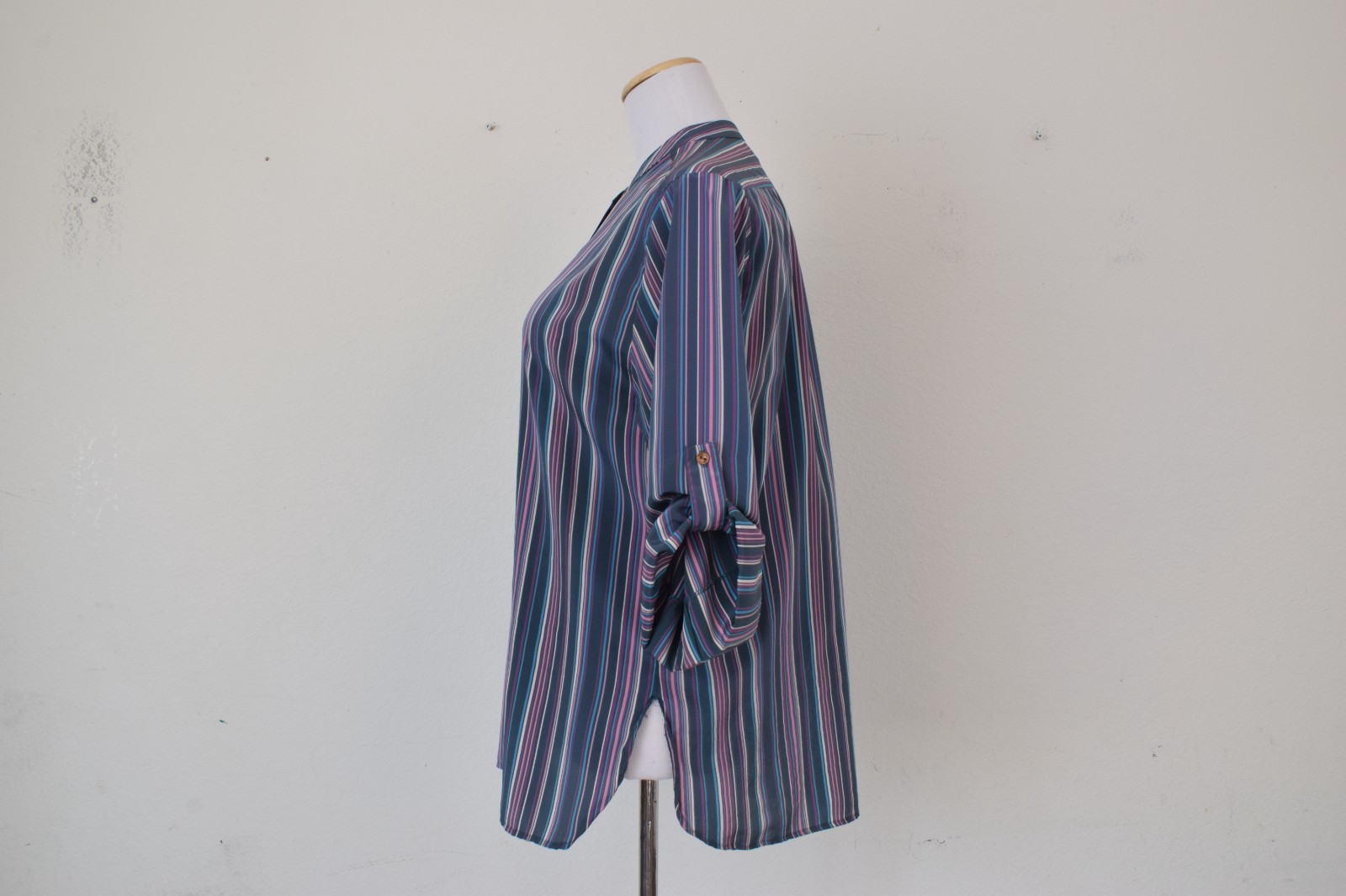 Vintage 90s Striped High Neck blouse by Loubella Extendables