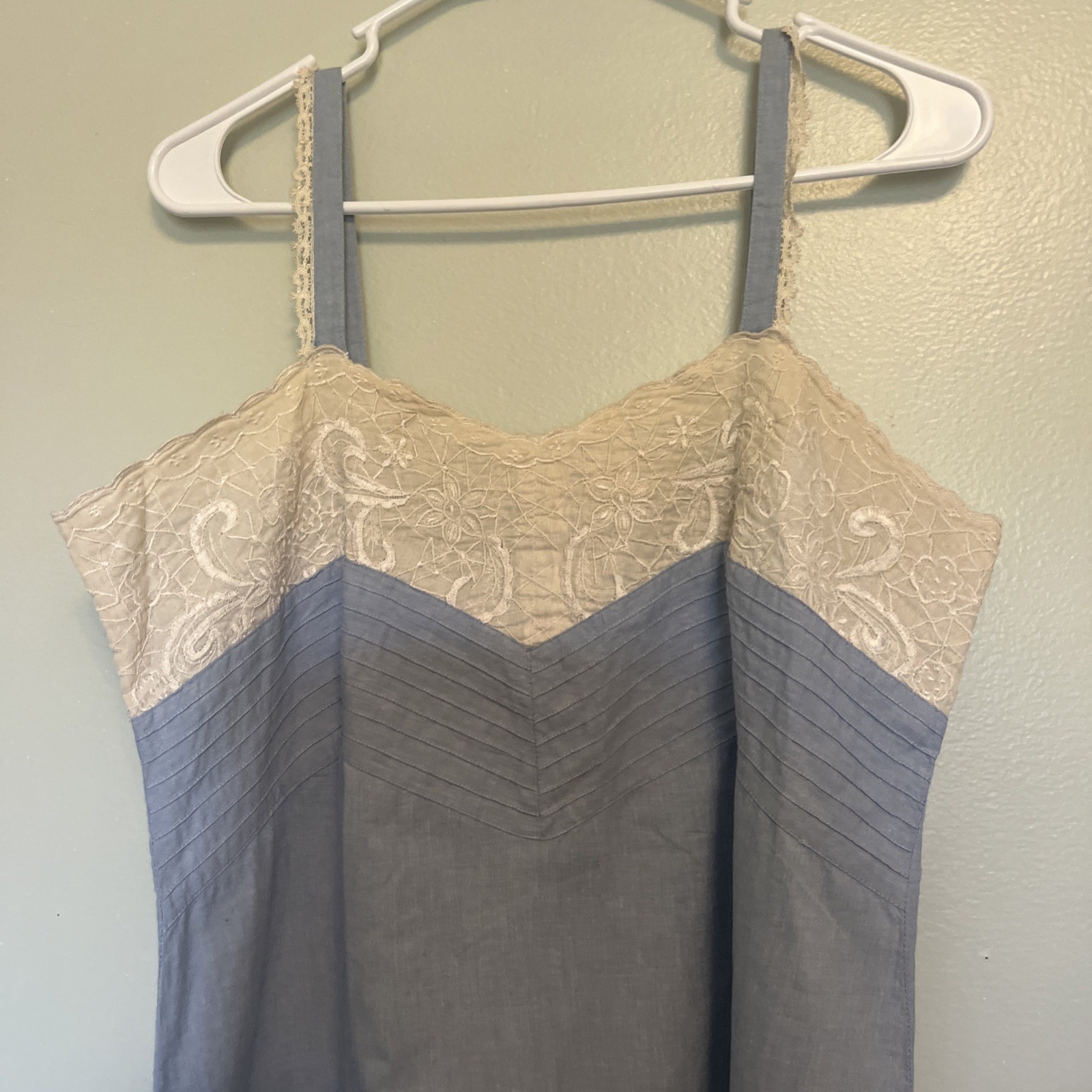 Vintage Chance Encounters Chambray Gown Robe Set M Lingerie Nightgown Pintuck