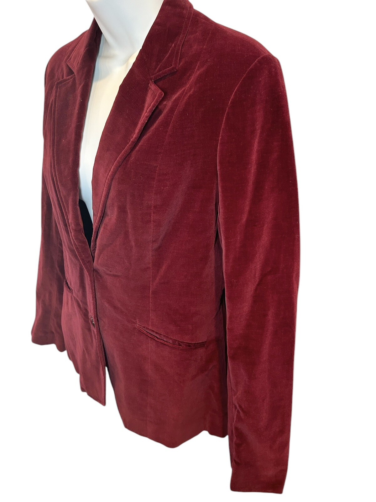 PRESENT Co Velour Blazer 2 Button Up Size SMALL 11/12 Red Wine Velvet Jacket*