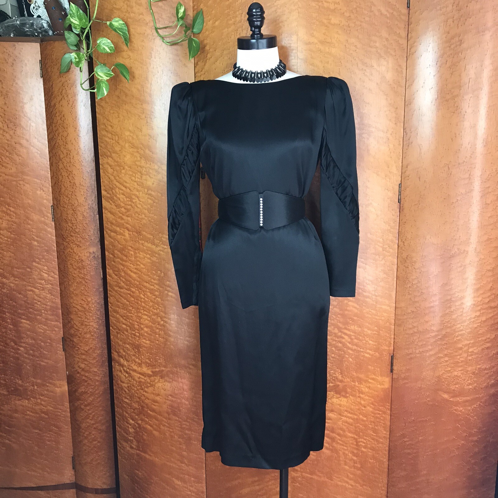 Designer 70’s 70s does 40’s 40s Vintage Black Ala Carte Cocktail Evening Dress M