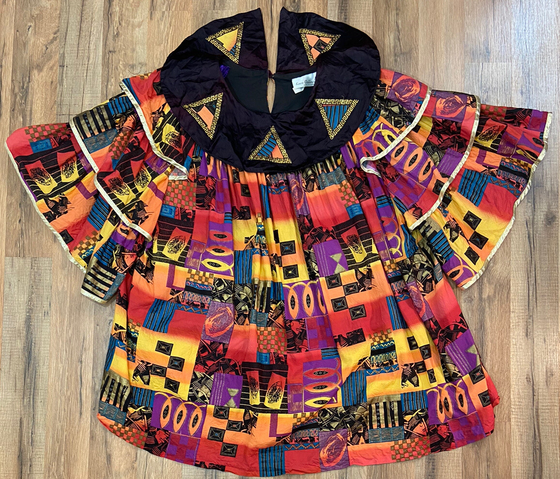 Vintage Koco Collection Multi-Color Ethnic Skirt Set Reg Size Plus Colorful Top