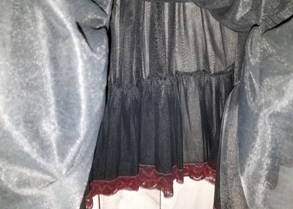 VTG 40 Perlcrest 36 Black Full Slip Double Layer Lined Lace Rockabilly Nylon 821