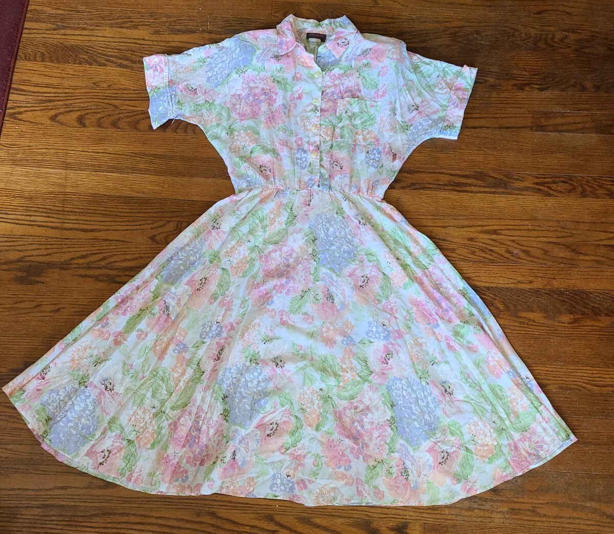 Vintage &rsquo;90s Tina Barrie Floral Dress Collared Shoulder Pads Womans Size 14