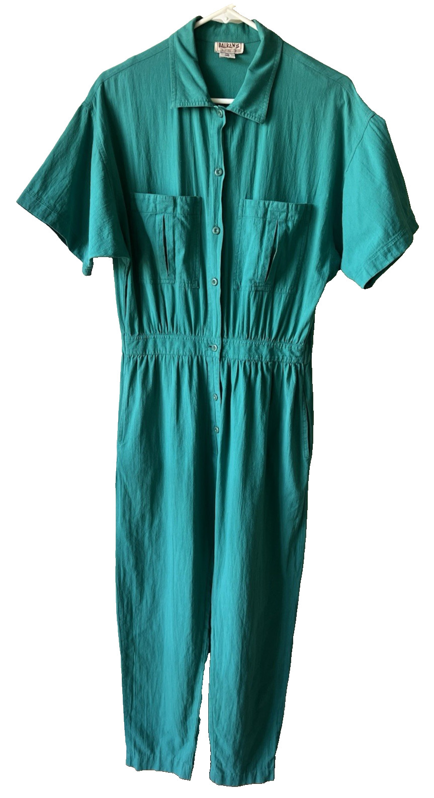 Balkan II Women&rsquo;s Vintage Jumpsuit Teal 100% Cotton XS Regular Made in Cyprus
