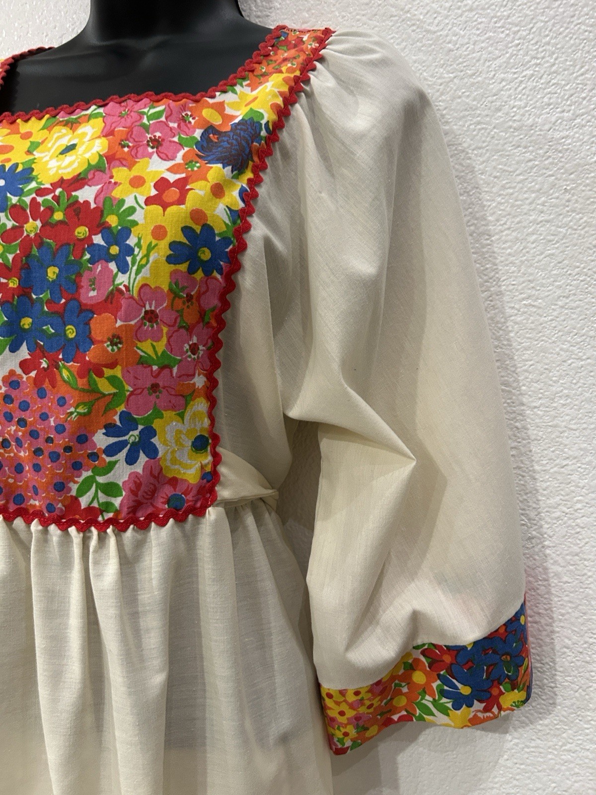 Deadstock Vintage 60s Great Entertainers Sears Floral Boho Hippie Tunic Dress S
