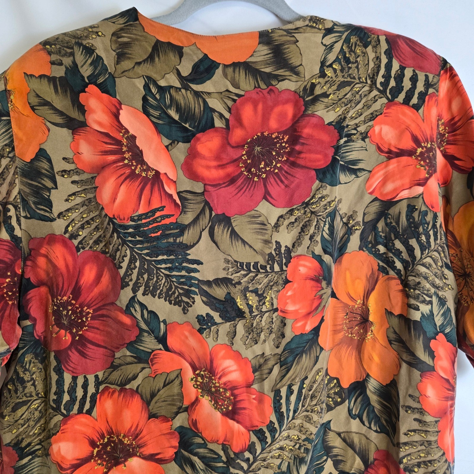 Rafaella Two Piece Set Top & Skirt 100% Silk Tropical Floral Vintage Large READ
