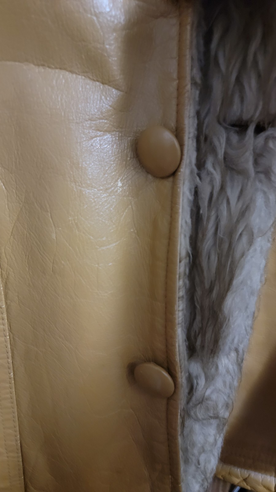 1970s Leather Coat Fur Lined Jacket Women&rsquo;s M? Vintage England Tan