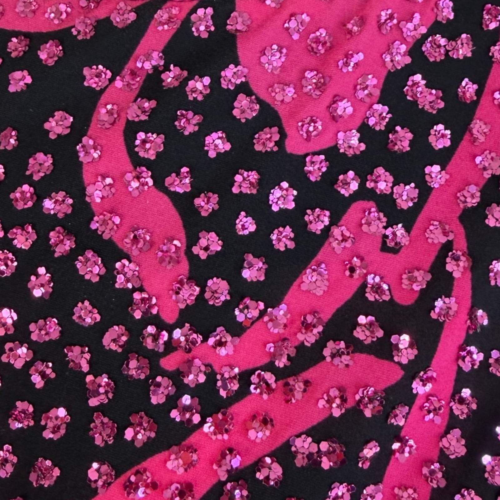 Vintage Glittery Dress, Hot Pink Black Nuin 1980s Gown (Made in United States),