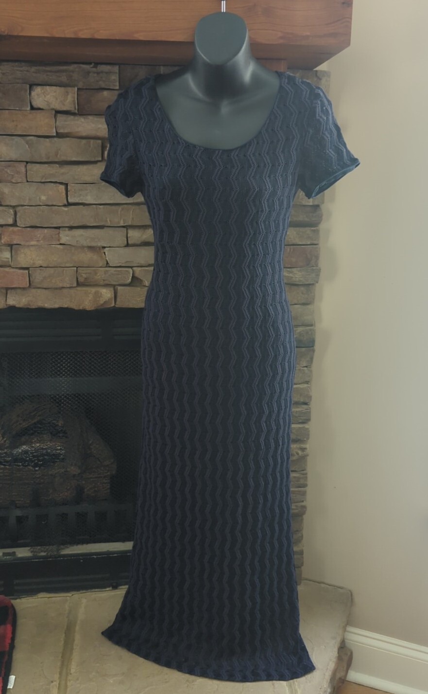 Vintage 1990’s Navy Blue Long Dress Evening Cocktail Dance Sz 5/6 SCARLETT