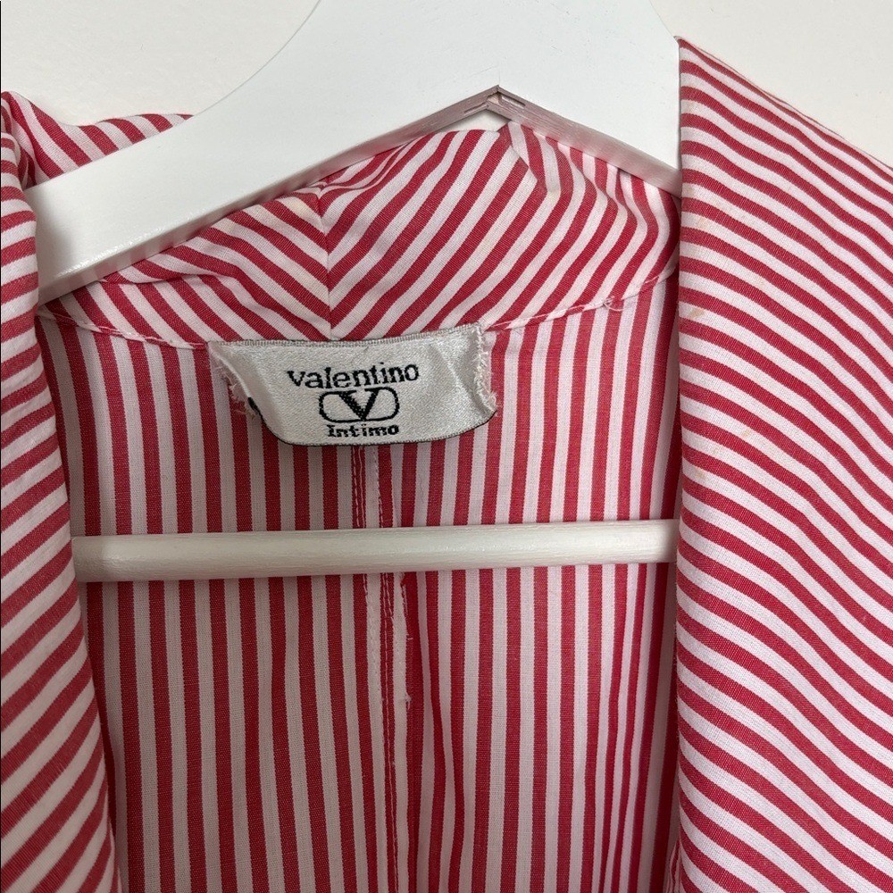 VINTAGE Valentino Intimo Intimates Pink and White Striped Robe 100% cotton