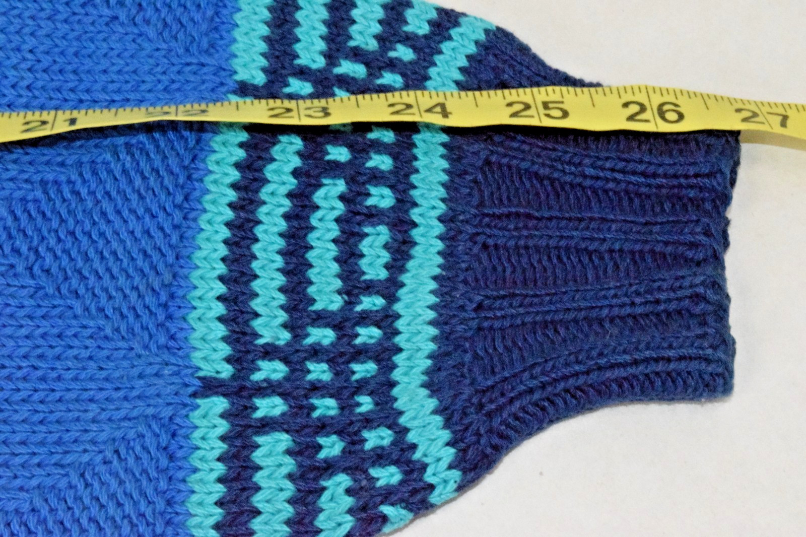 Vintage Sweater Size S 80s Blue Triangle Weave Boat Neck Wide Shoulders