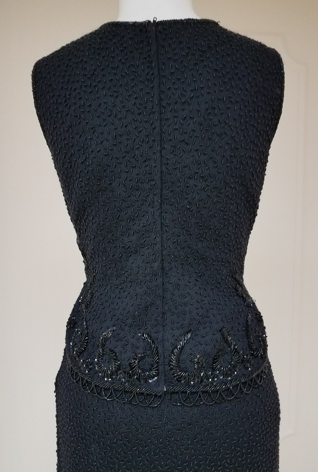 2 PC VTG BLACK HEAVY BEADED SUIT SKIRT 1950&rsquo;s HONG KONG IMPERIAL MCM SIZE S – M