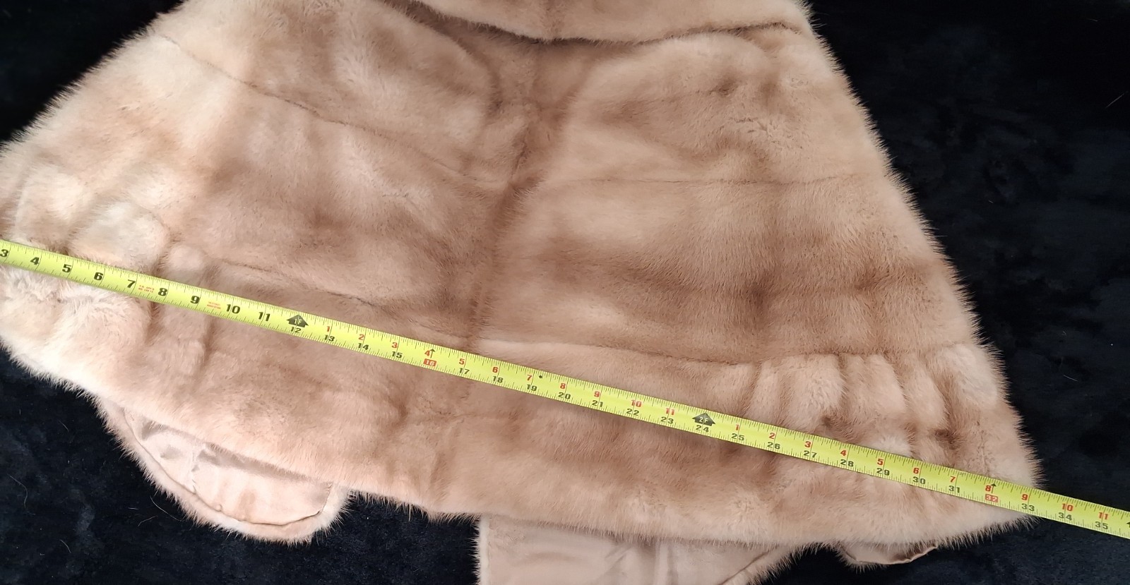 Vintage Custom Mink Fur Jacket Petite Small Shawl Collar Blonde Beige No Label