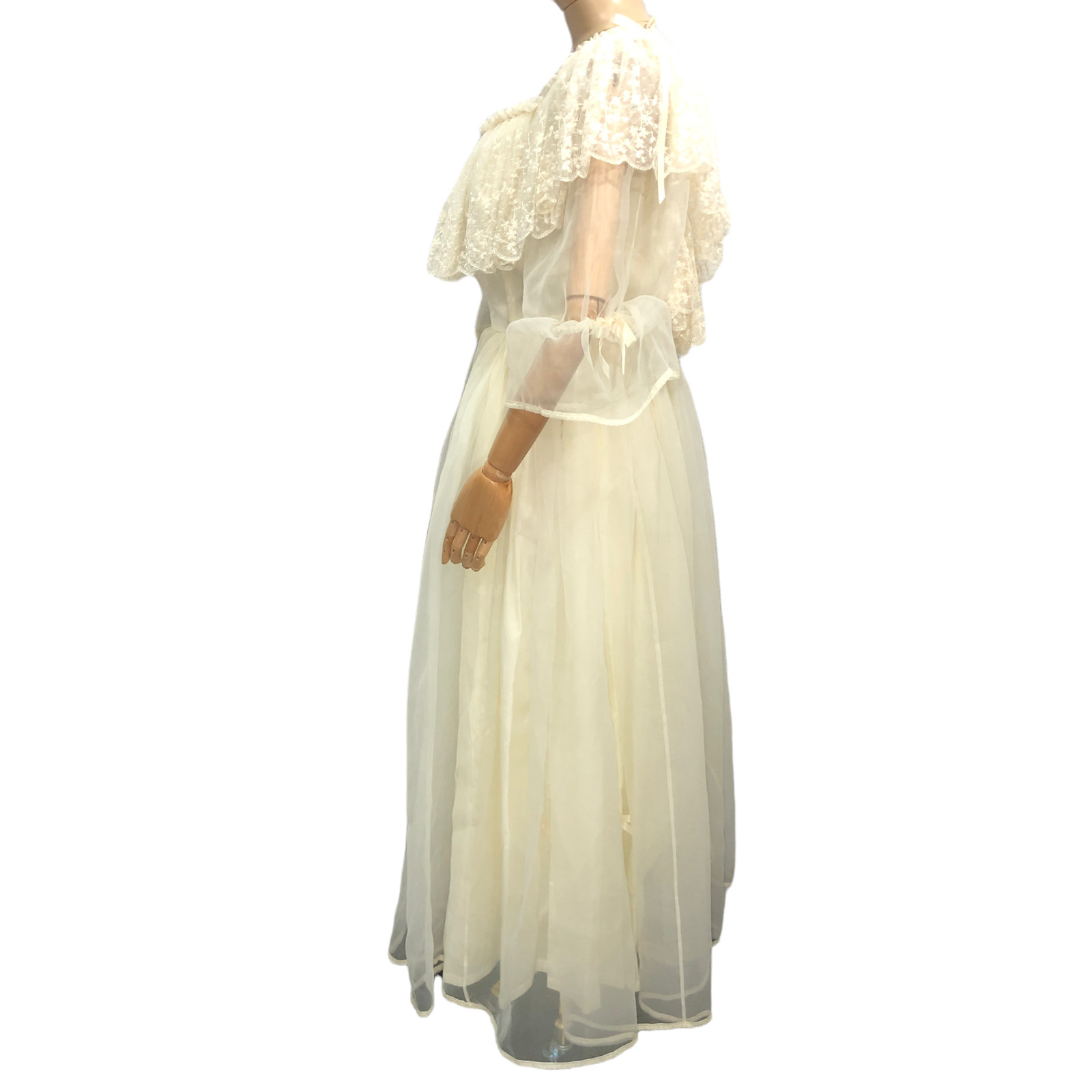 Hamilton Colonial Style Vintage Handmade Wedding Dress Organza Full Skirt Lace