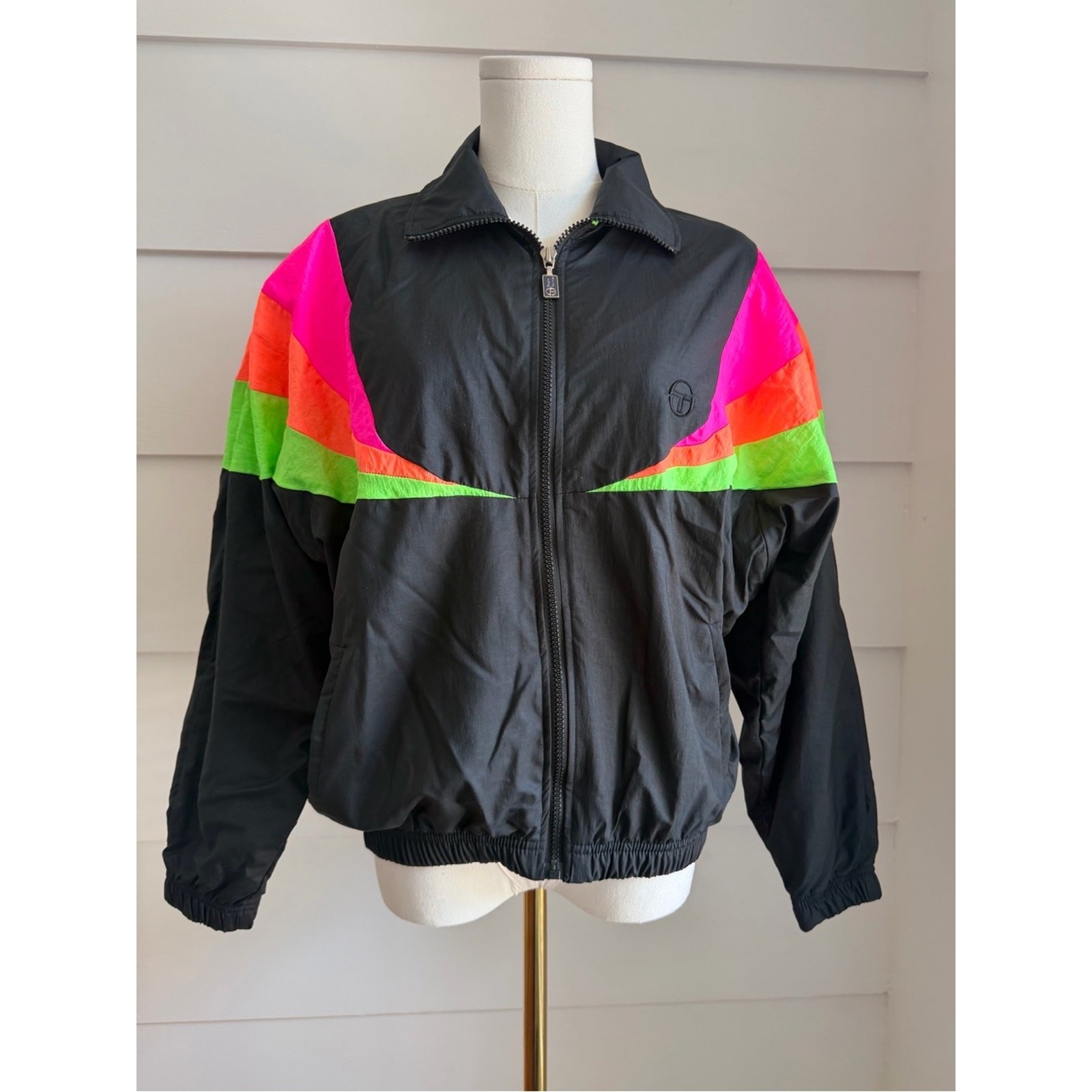 Vintage Sergio Tacchini Windbreaker Colorblock Neon Jacket 80s 90s