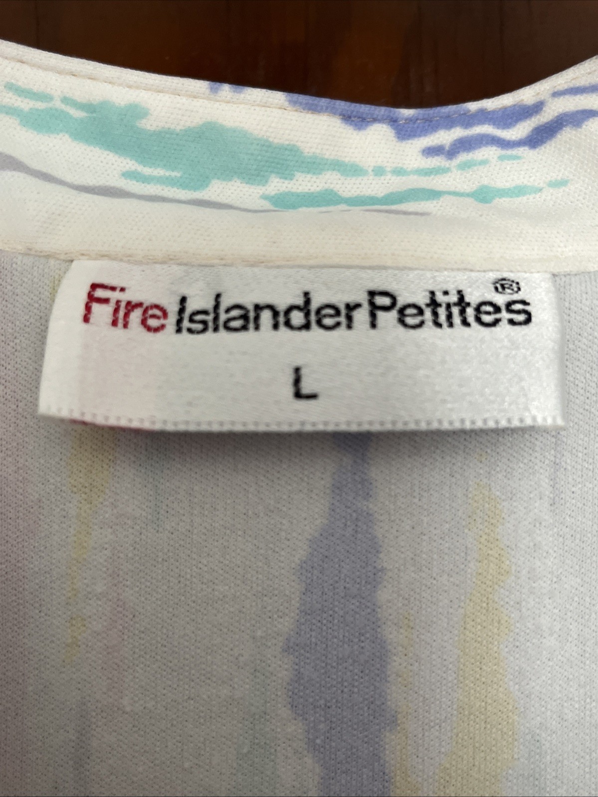 Vintage Polyester Pastel Blouse Size L Made In USA Short Sleeve Mock Neck Button