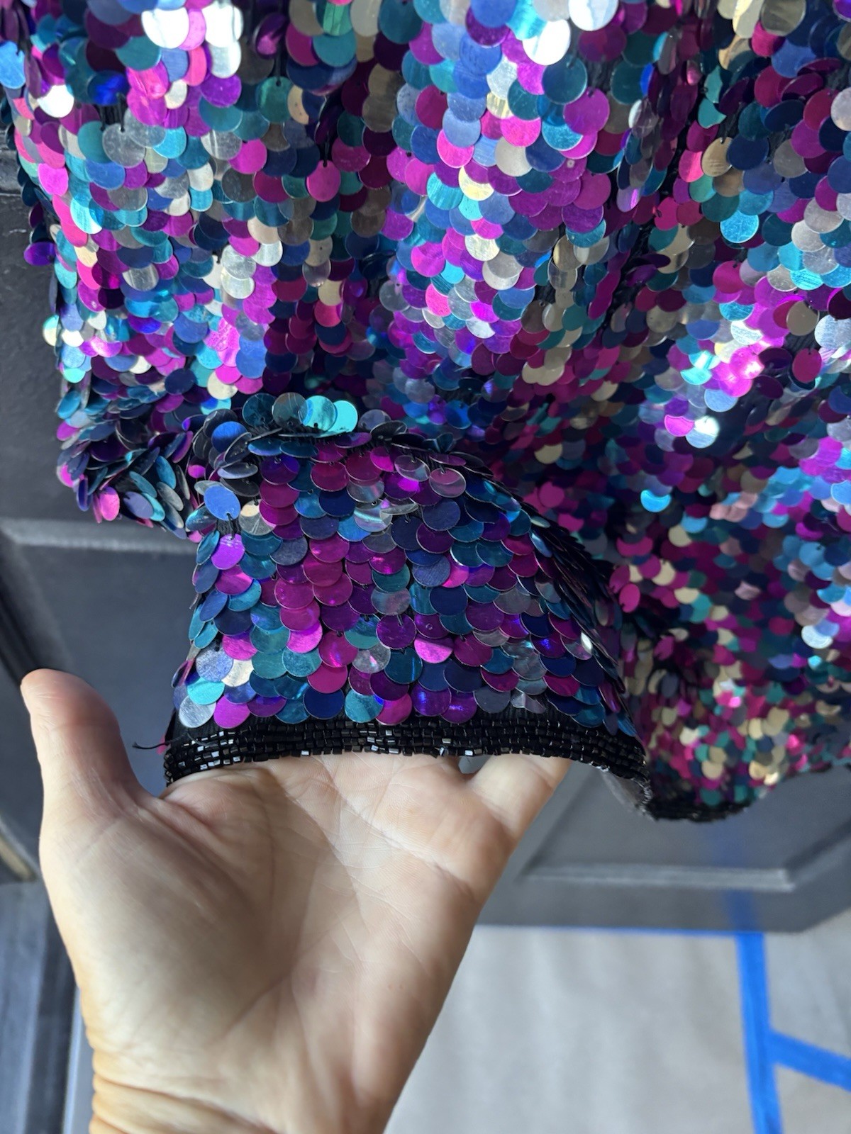 Vtg Silk Allover Paillette Cocktail Formal Sheath Mermaid Fairy New Years Party