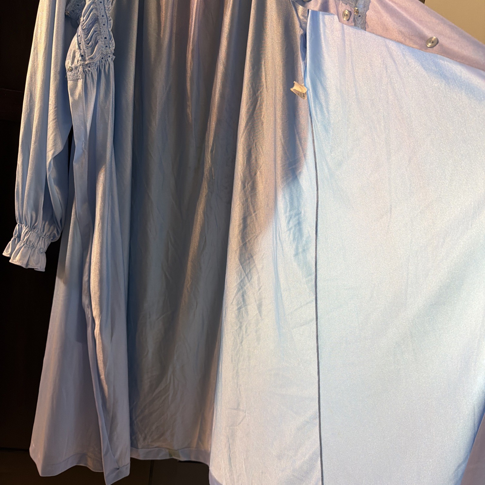 Vintage Gossard Artemis Blue Button Front Housecoat ILGWU Union Made Small USA