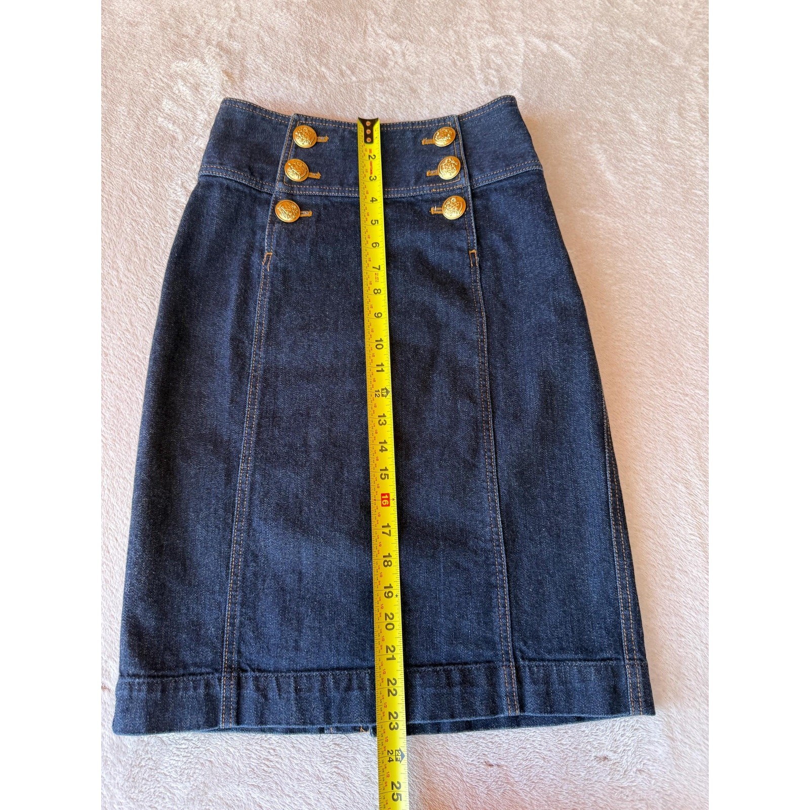 Vintage 2000s Ralph Lauren Denim Jacket & Skirt Set Gold Button Suit Petite
