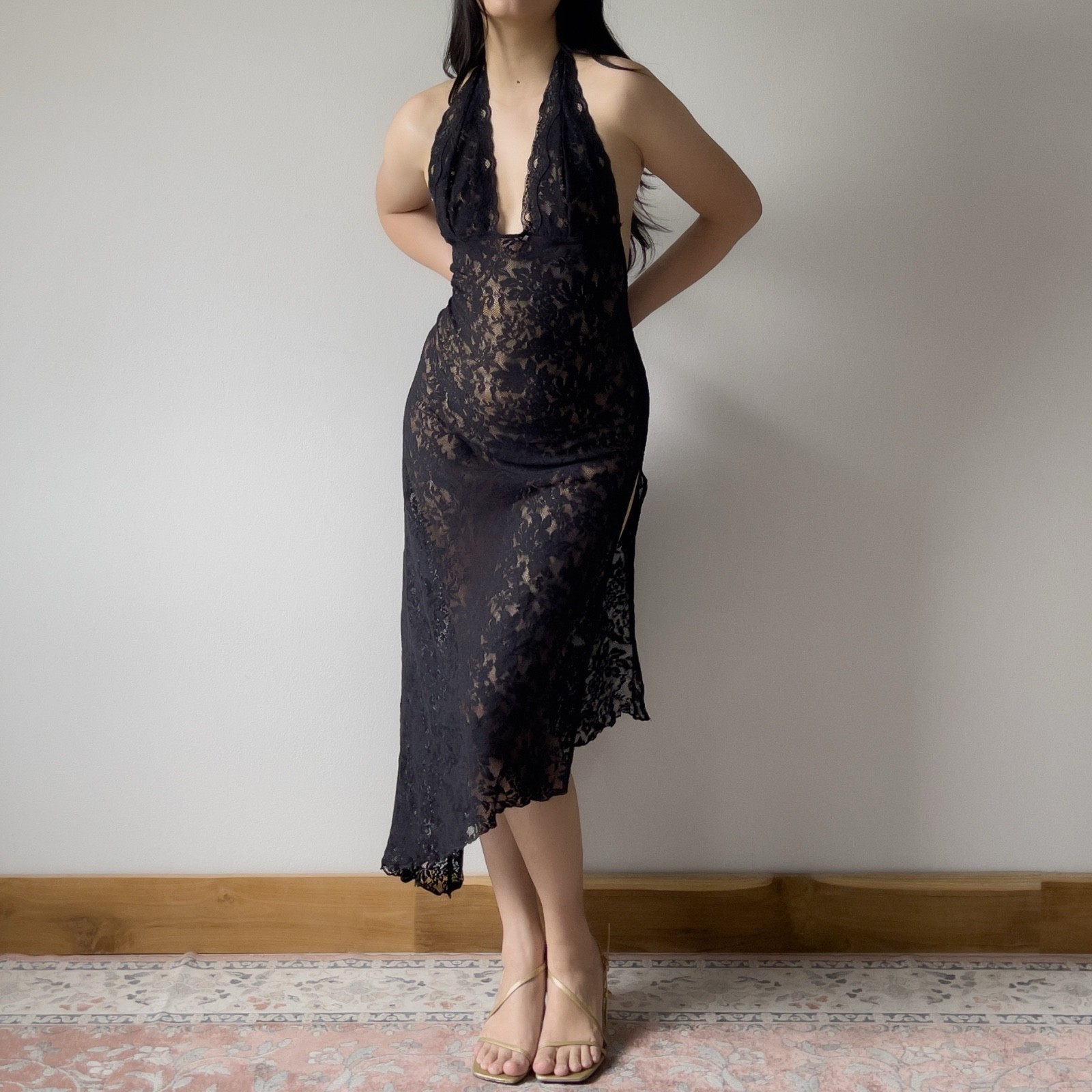 Vintage Victoria’s Secret Black Lace Halter Slip Dress (L)