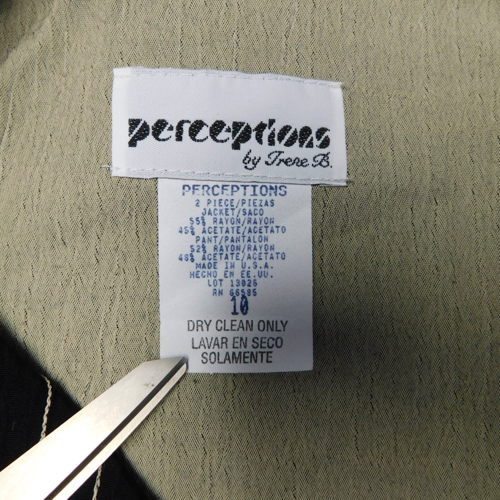 Vintage Perceptions by Irene B 3/4 Sleeve Button-Up Workwear Top Sage Size 10