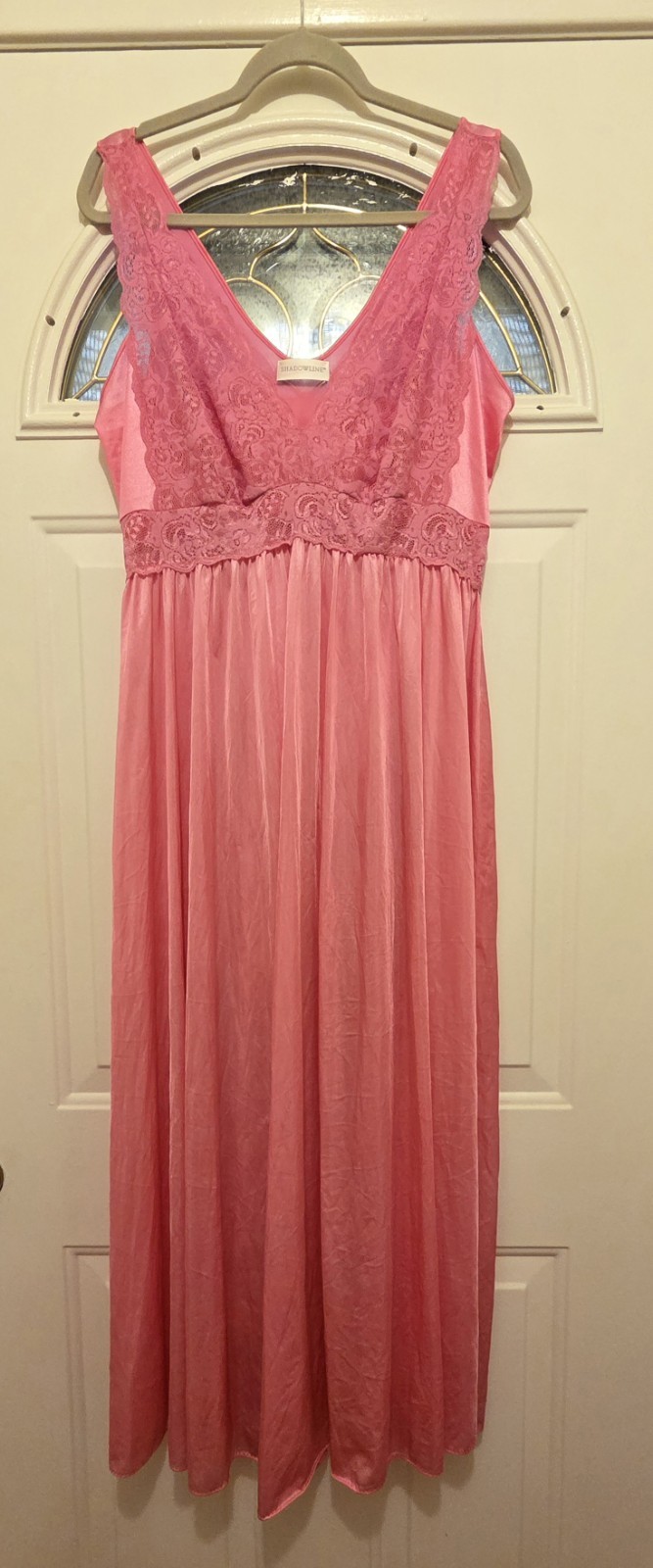 VTG Shadowline Peignoir Robe & Nightgown Silky Soft Nylon Pink Size 1X USA