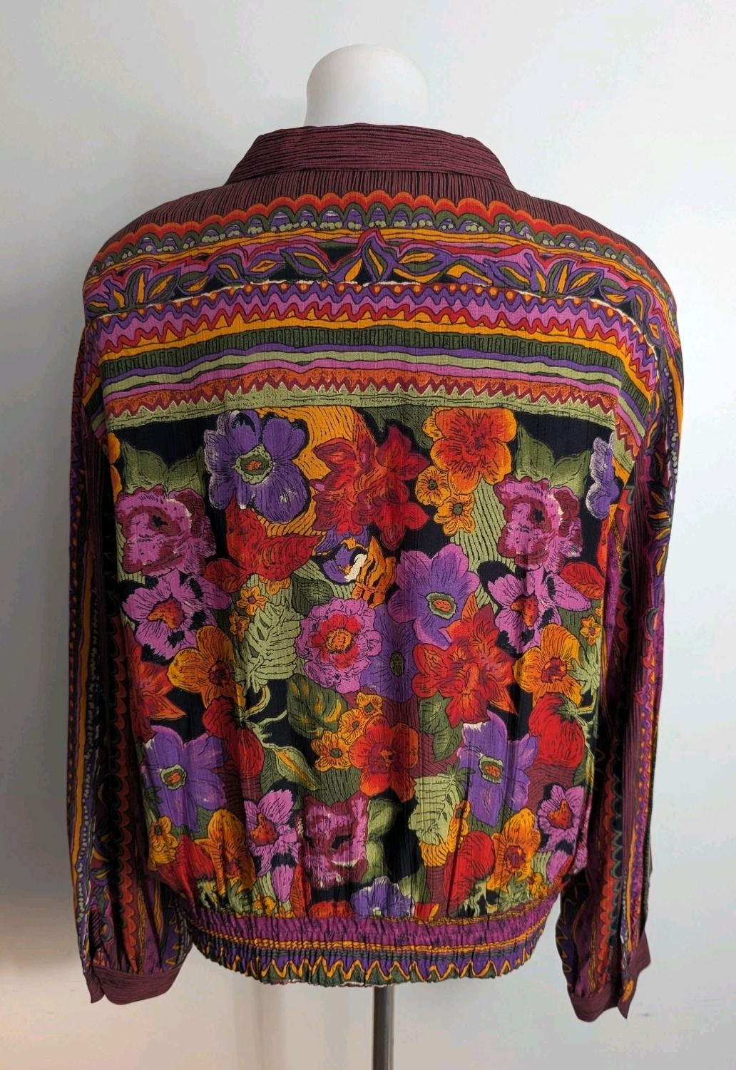 Vtg Carole Little Jacket Top Colorful Floral Boho Artsy Nothing Matches Germany