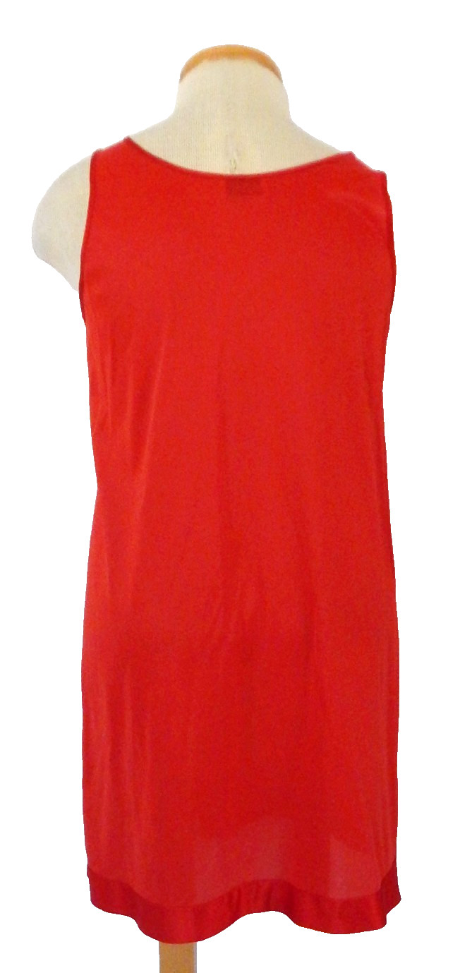 Vtg Vanity Fair Red Nylon Peignoir Set Slip Dress Size M & Robe Size XL USA