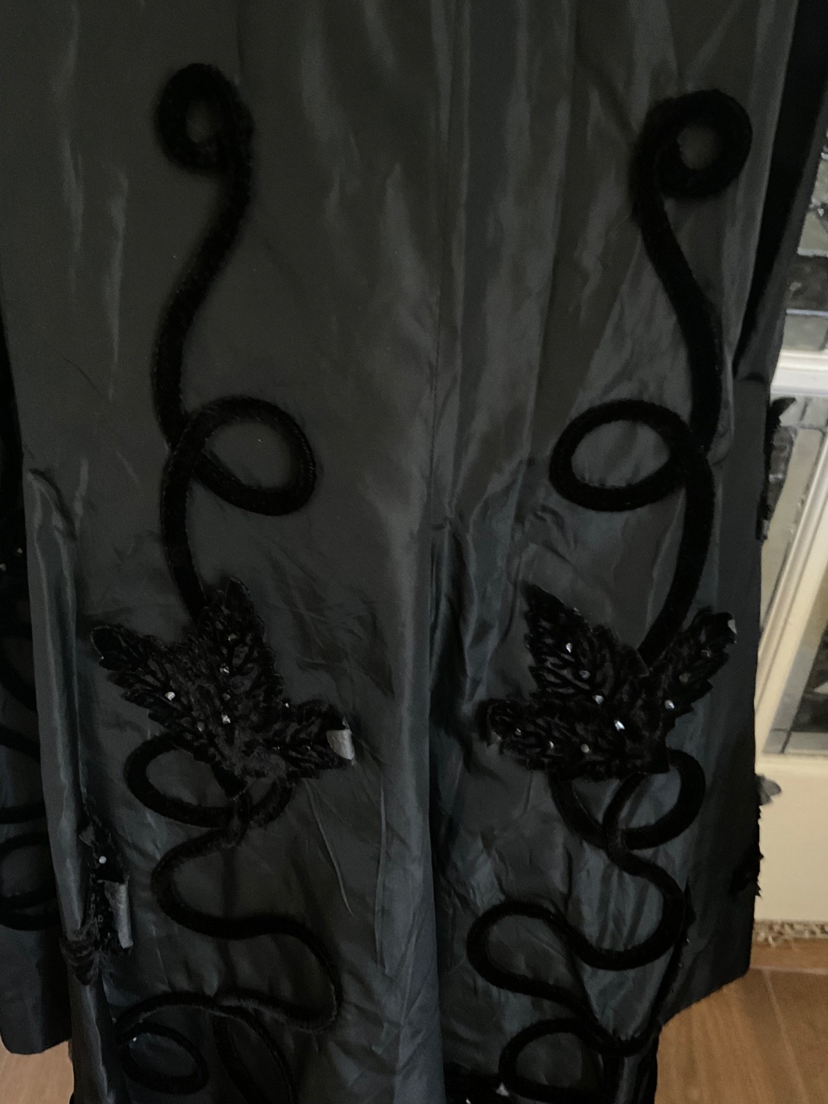 Vtg. Black Satin Taffeta Dress Whimsigoth Dark Fairycore Gothic Henry A Conder