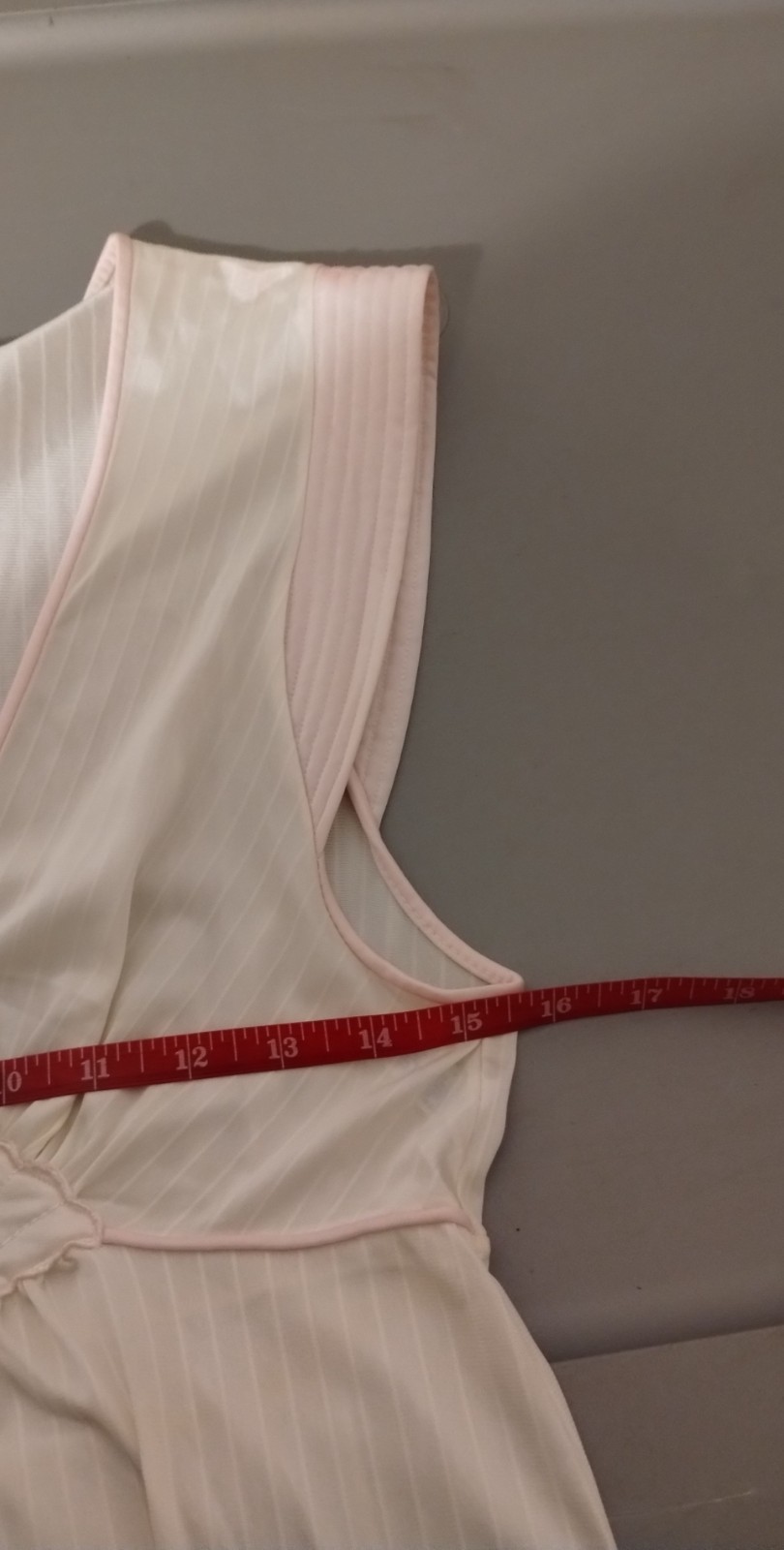 Vintage Lorraine Nylon Nightgown Small USA-STRIPED PINK BEIGE-loose bottom hem