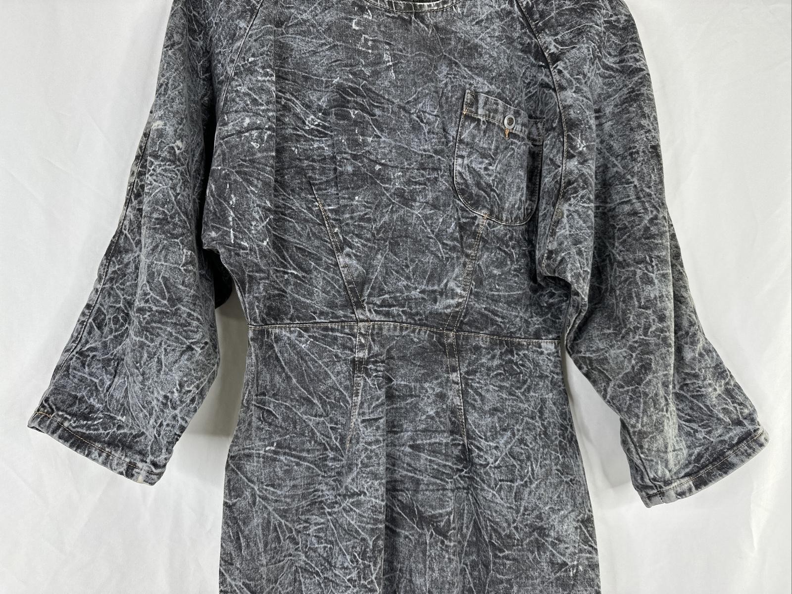 Vintage United States Chemin De Fer Denim Dress Size 9/10 Gray 3/4 Sleeve RARE