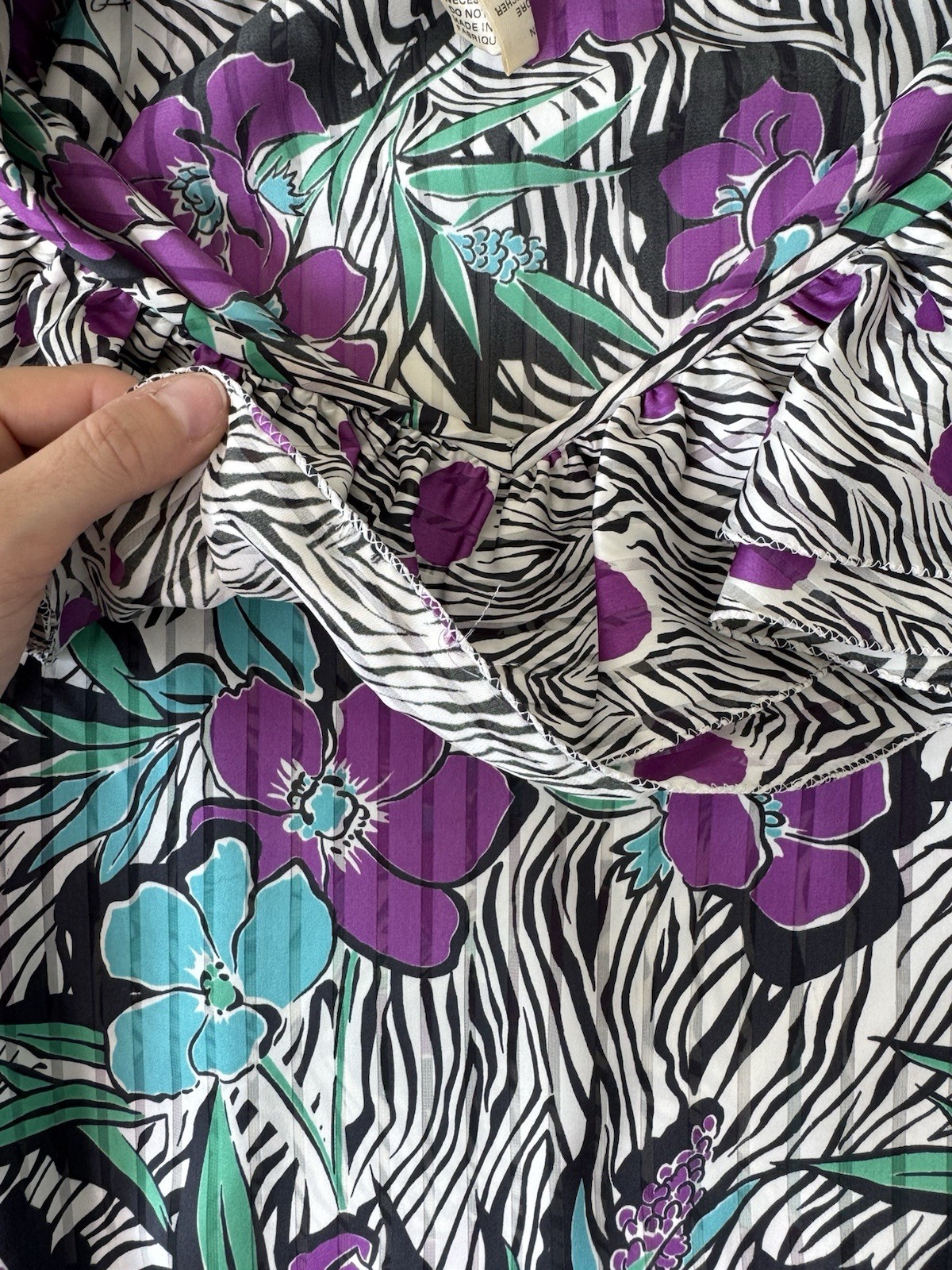 Diane Freis Georgette Blouse Maximalist 80s Ruffles Tassles