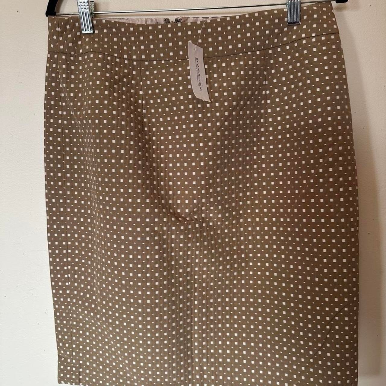 NWT Banana Republic brown with white polka dot midi skirt