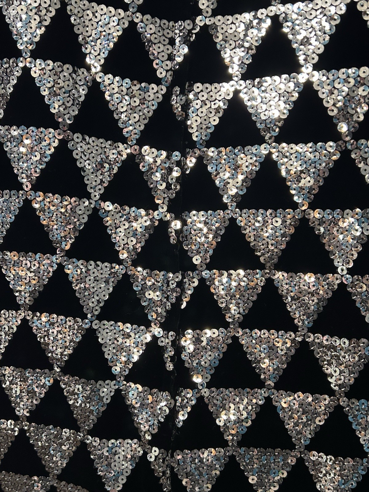 60s MOD Vintage Fredericks Black Silver Sequin Dress Party Gown Geometric Retro