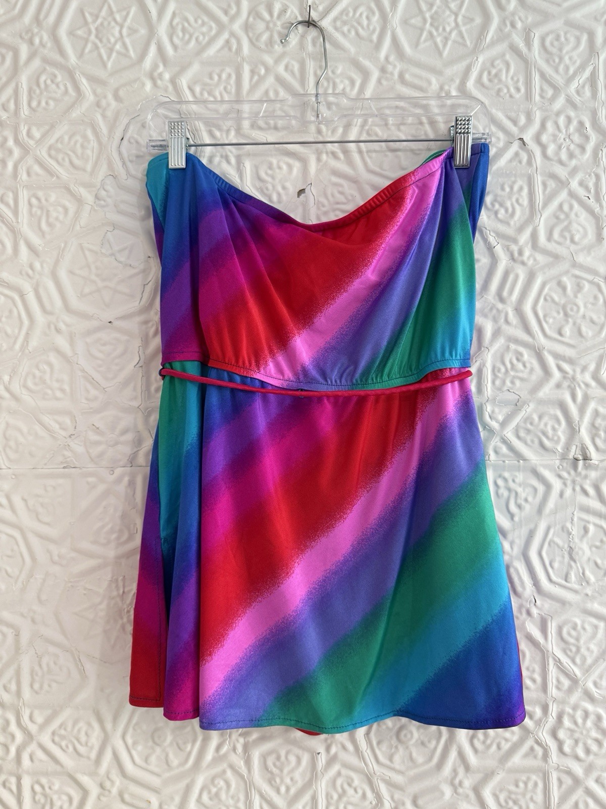 vintage 1980s NWT Jantzen bathing suit rainbow boho size 14 2 piece summer