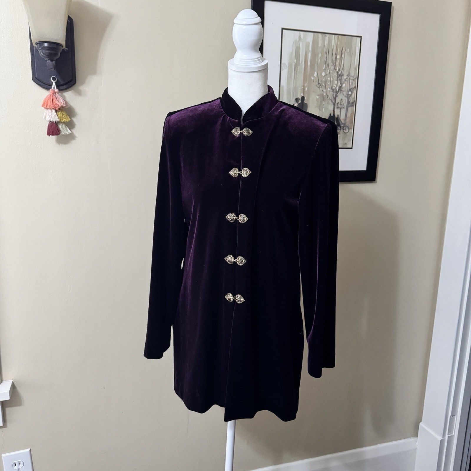 VTG R&M Richards Velvet Evening Top Woman’s 6P Purple Heart Clasps Regency Core