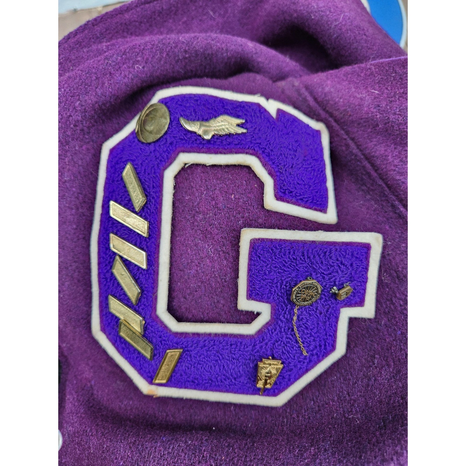 Trophy Jackets Varsity Letterman Purple Wool Sailor Hood Larks Cindy 88 Large