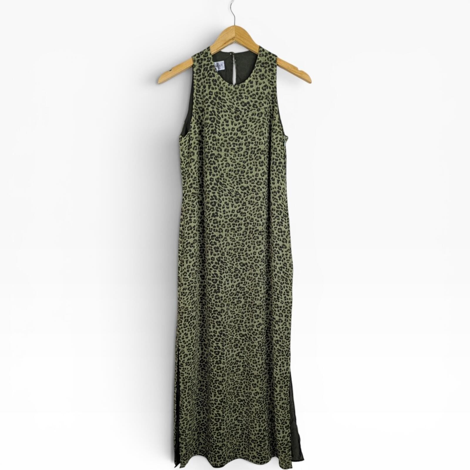 Vintage 90s Jones Wear Animal Print Maxi Dress Leopard Cheetah Size Women&rsquo;s 8