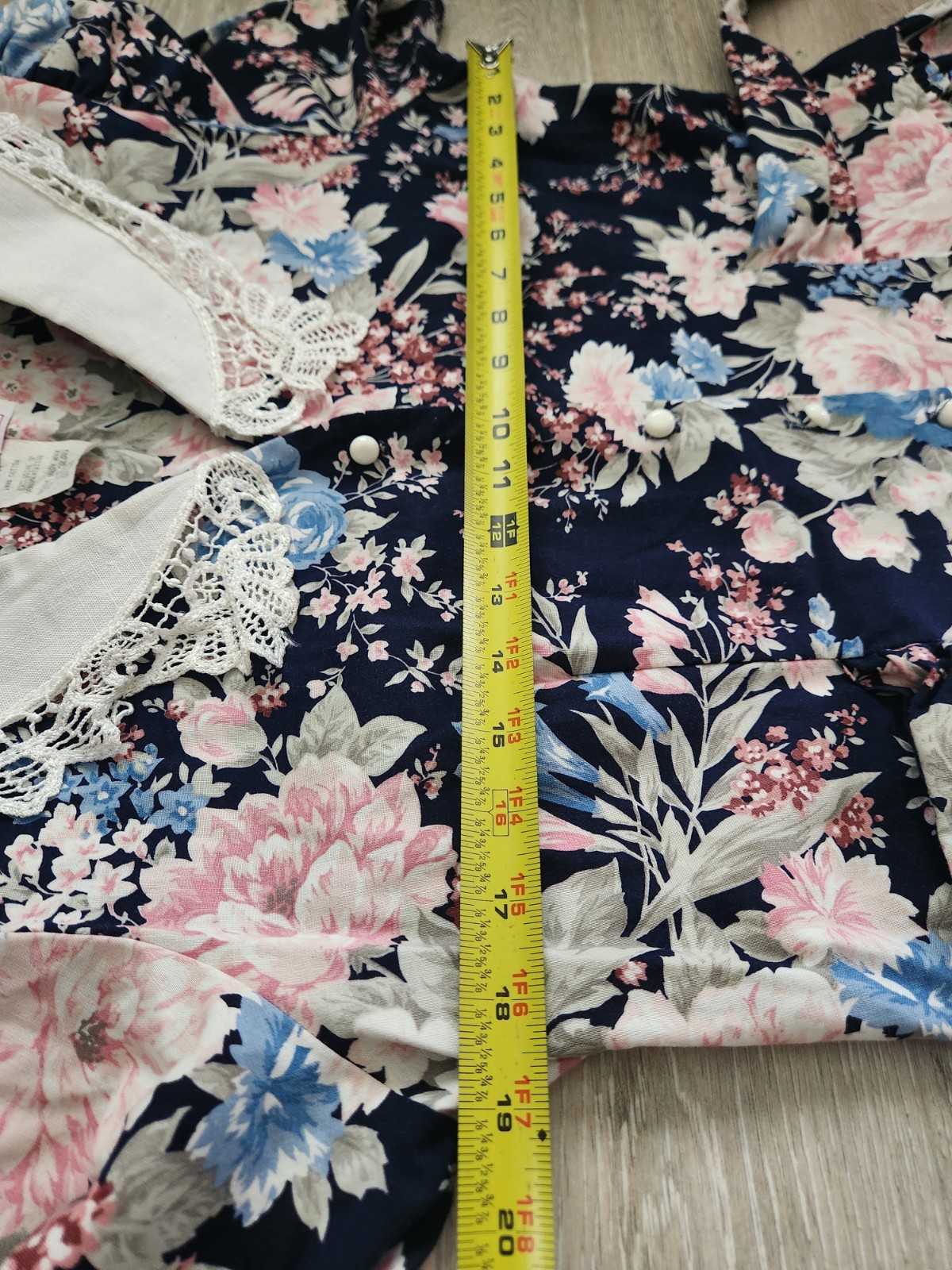 Sweet Miranda Blue Multicolor Floral Short Sleeve Dress Cotton Vintage Size 14