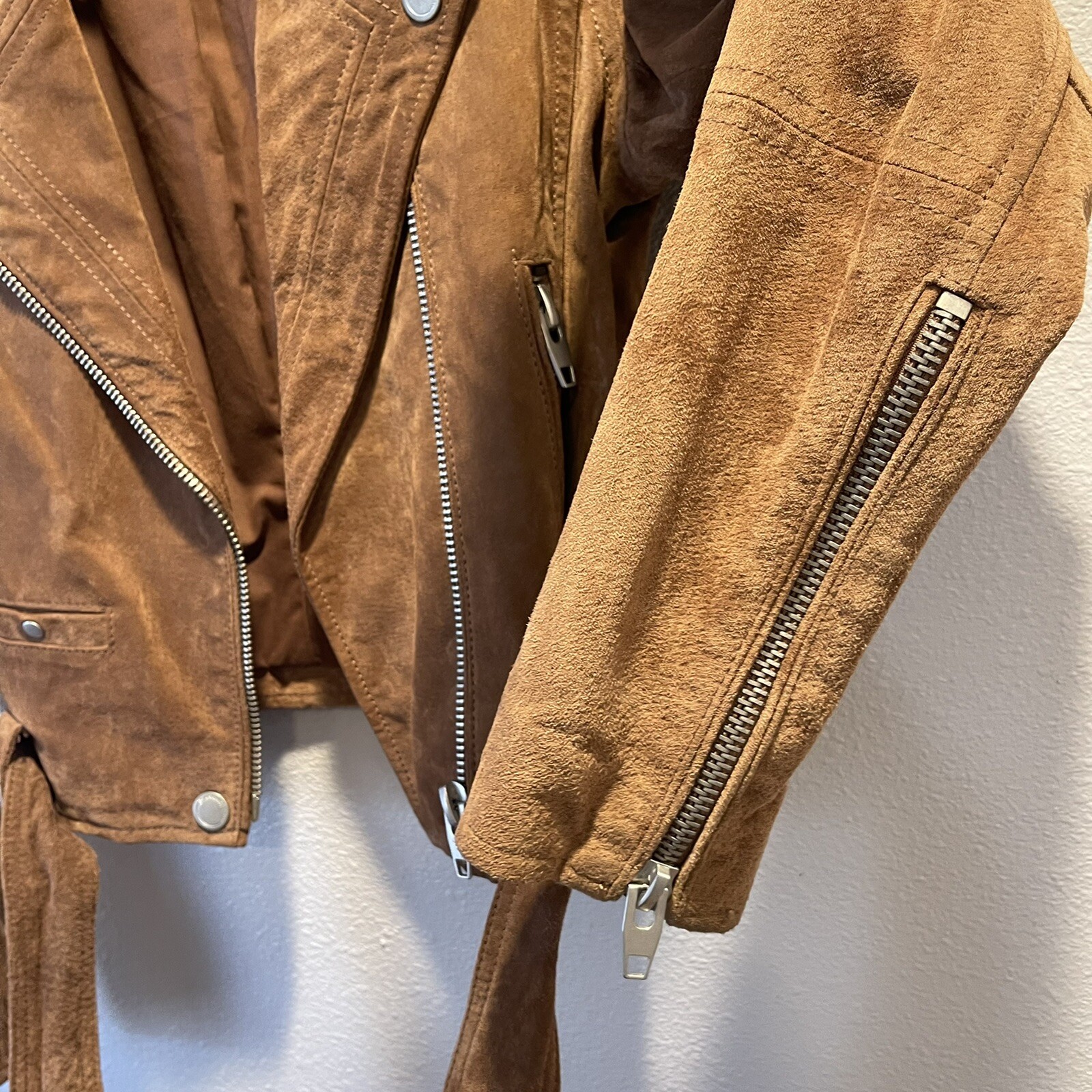 BLANK NYC Coffee Bean Brown Suede Leather Moto Jacket Women’s Size XS