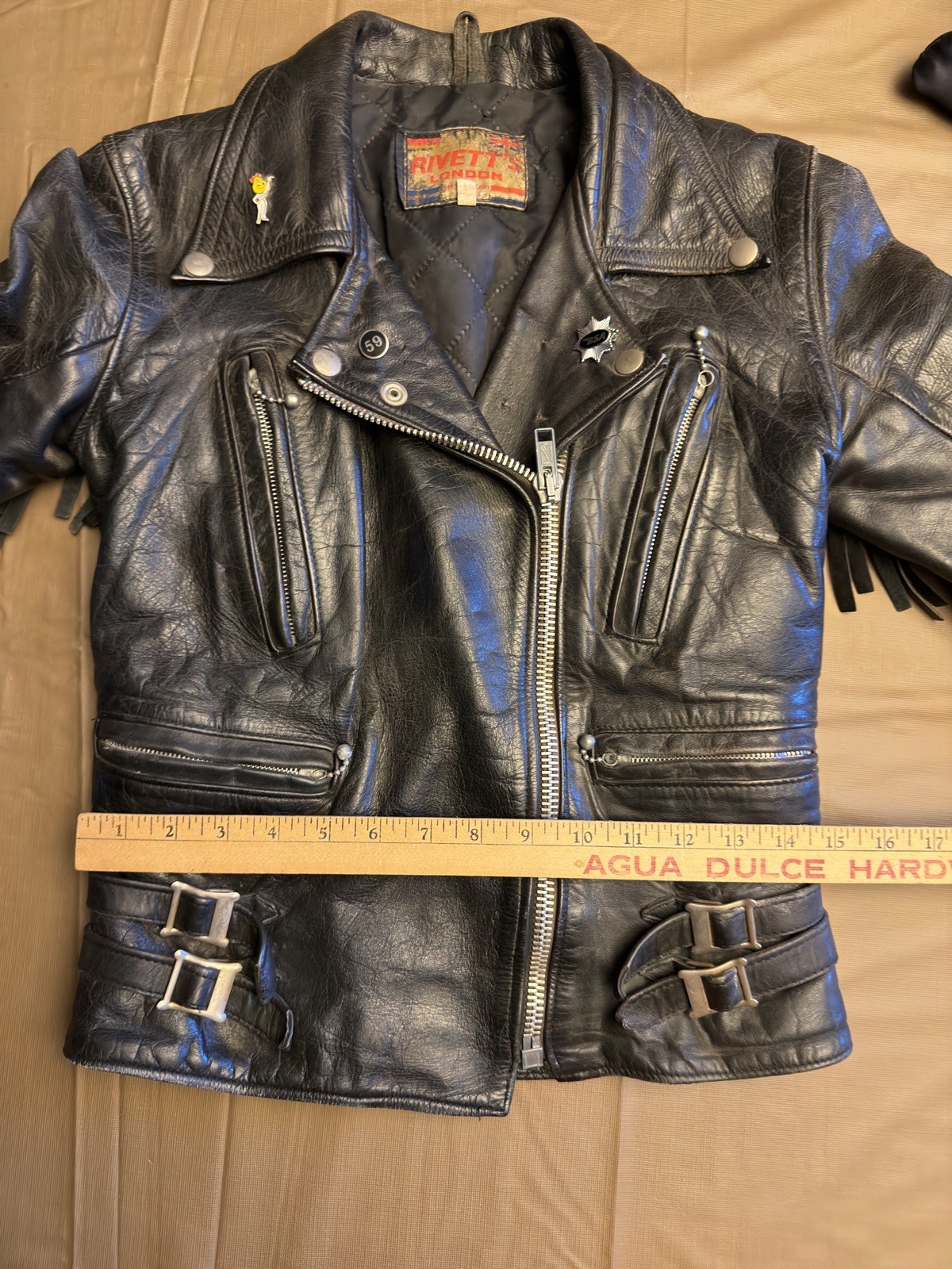 Vintage Rivett’s London Fringed Leather Motorcycle Jacket | 59 Club & BSA Pins