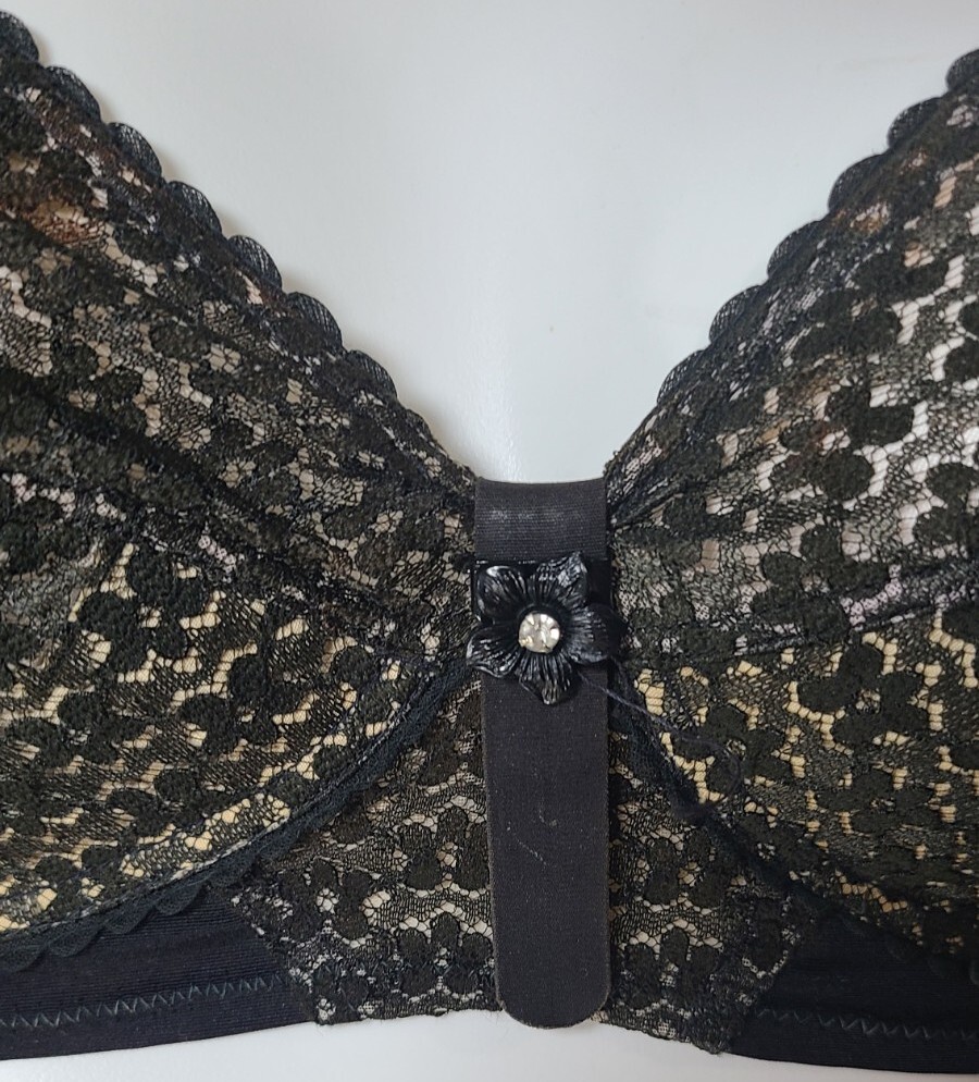 Vtg Exquisite Form « Just A Just » Bra 32C Magic Tab FLOWER CHARM Illusion Lace
