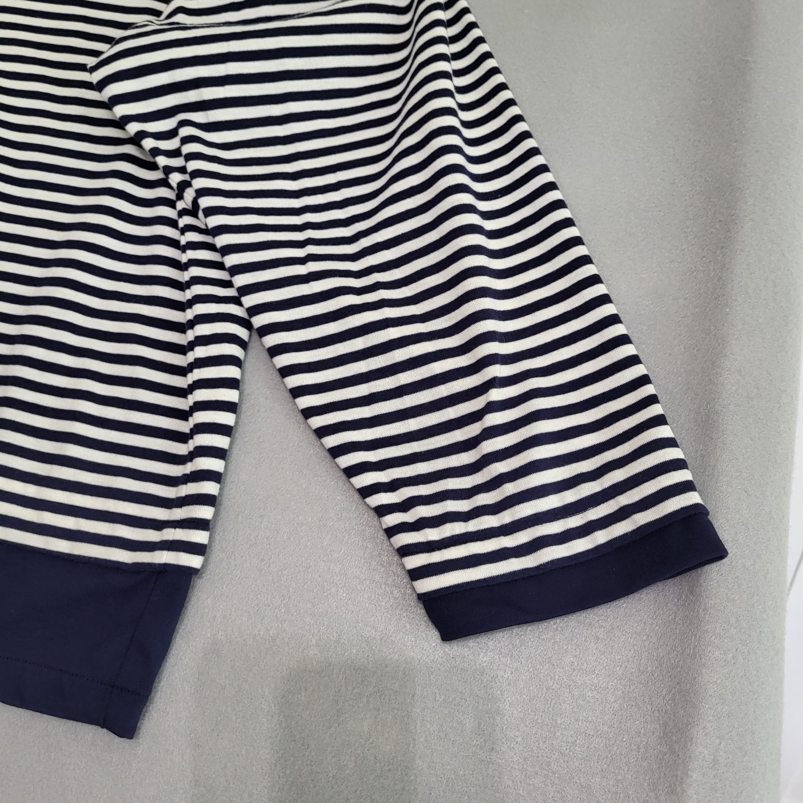 VTG Long Sleeve Striped Nautical Shirt Embroidered Anchor Women&rsquo;s 44/24W NOS