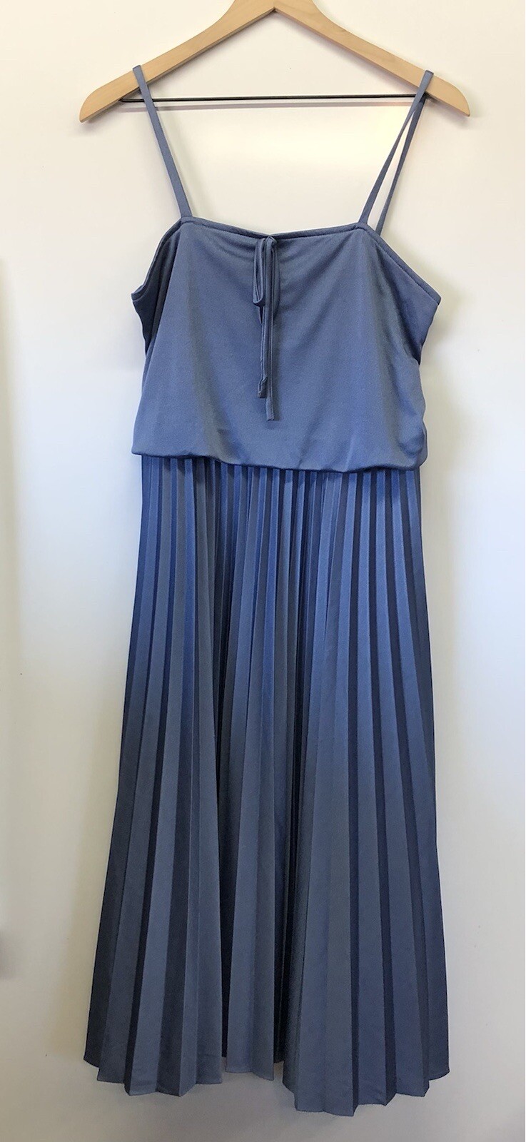 Joseph Magnin Dress Blue Vintage Pleated Dress Strap